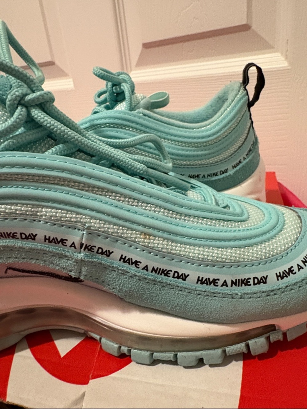 Nike Kid’s Air Max 97 GS Mint Teal Sneakers - Picture 3 of 13